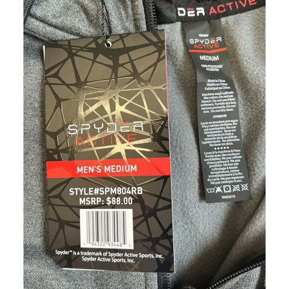 Spyder Proweb Active SPM804 Marble Gray Mens 1/4 Zip Hoodie BNWT - Picture 3 of 3